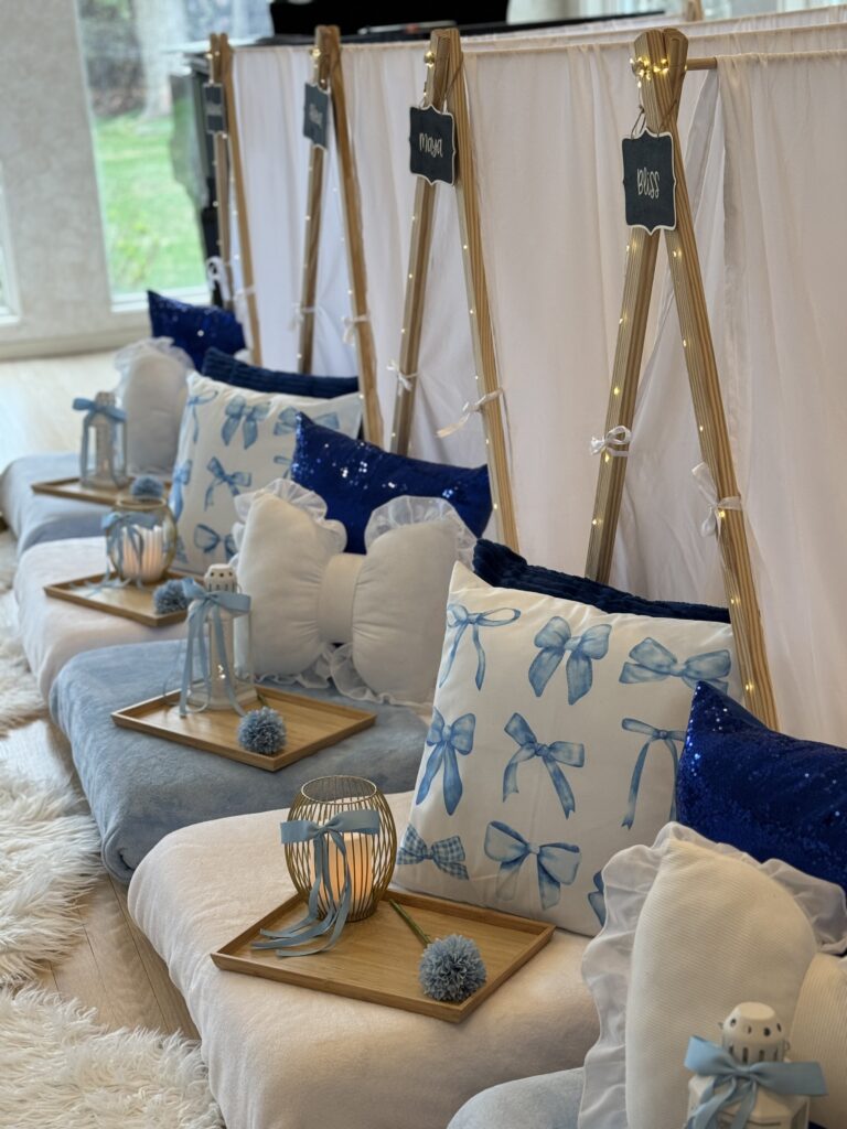 blue coquette slumber party
