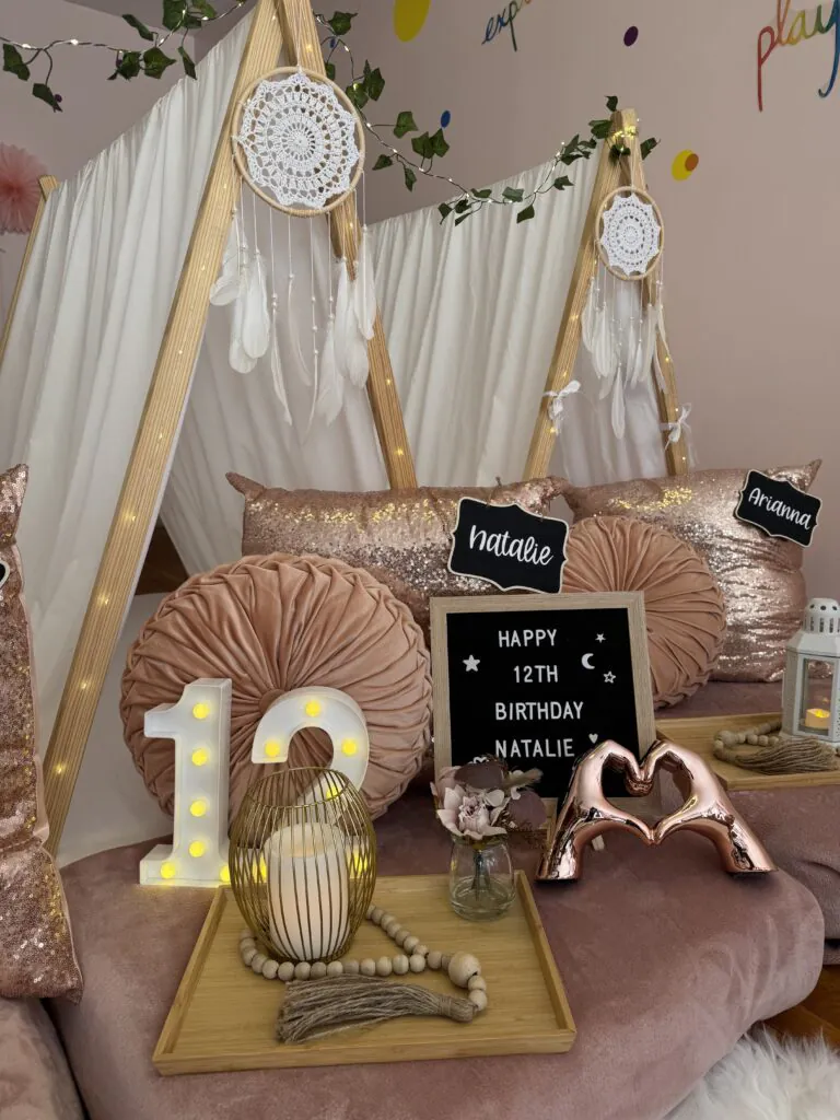 Teepee Slumber Party in Boho Rosegold