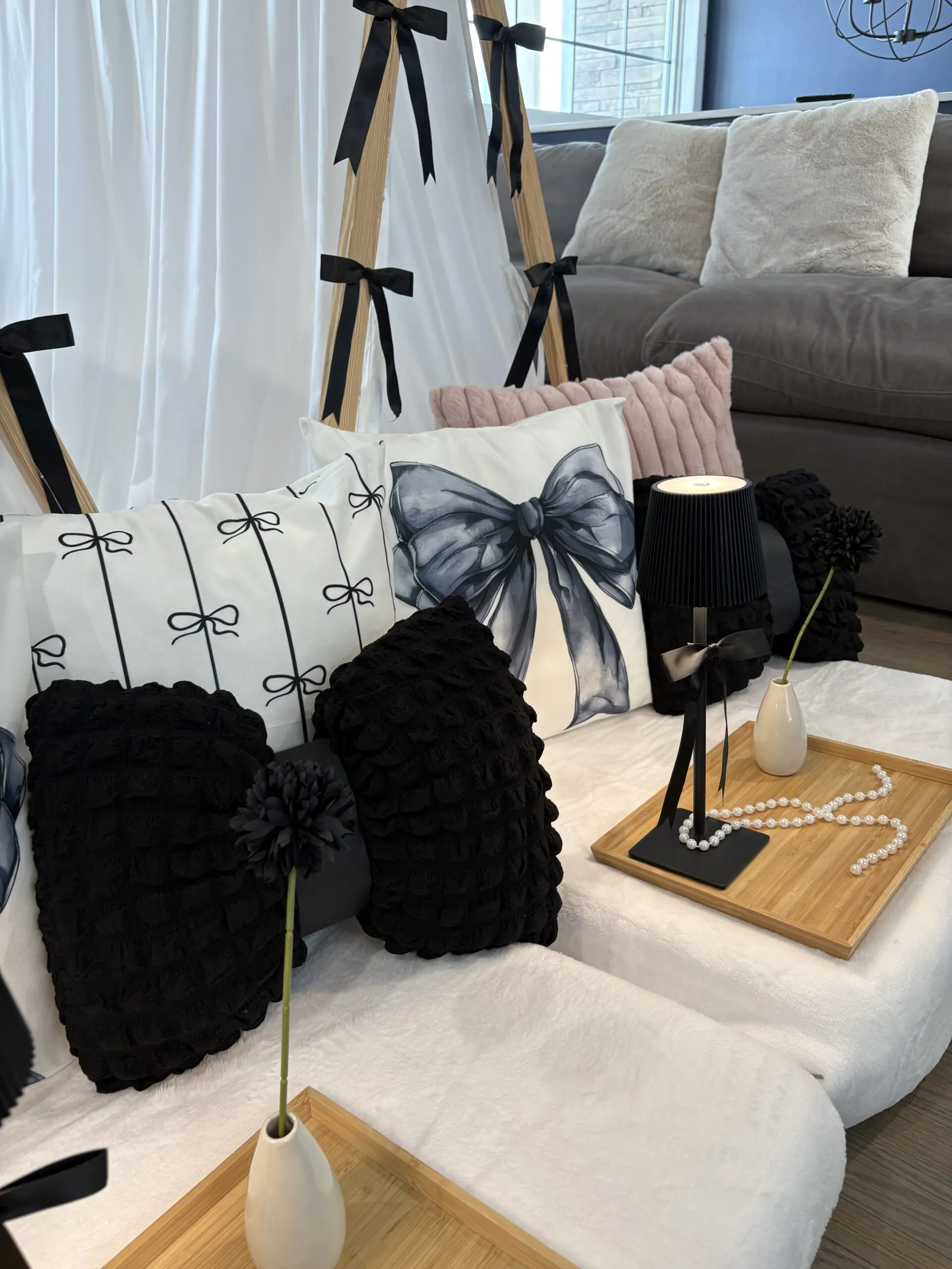 Black coquette slumber party theme