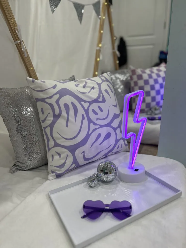 purple preppy slumber party theme