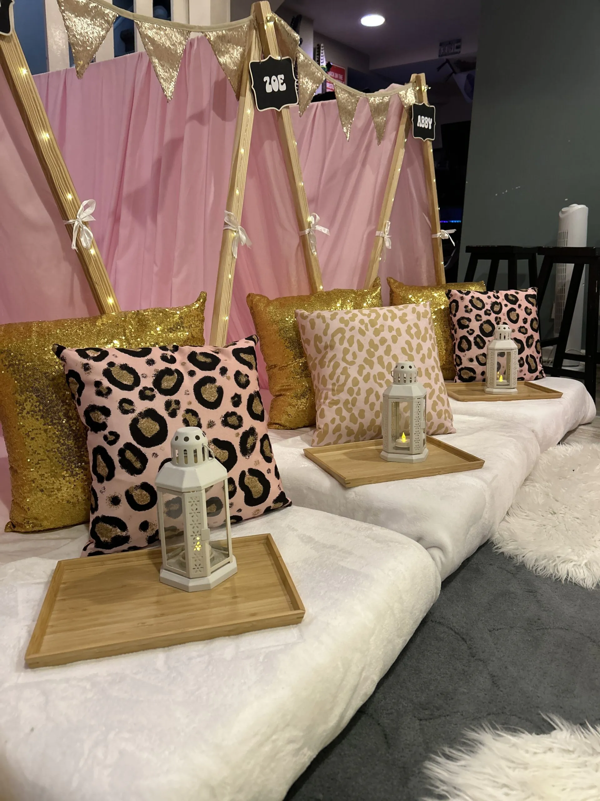 pink leopard teepee theme