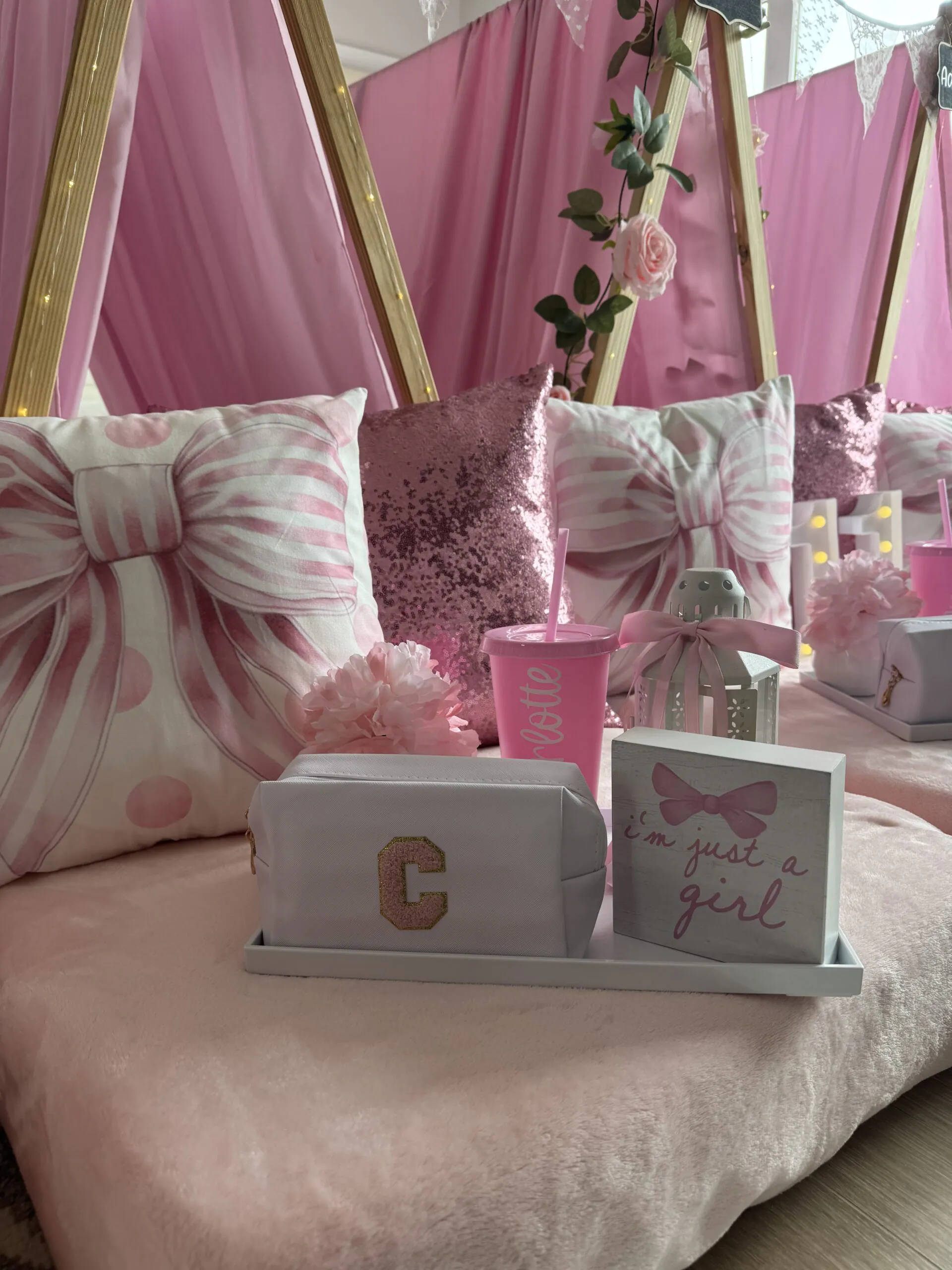 mongrammed cosmetic case for slumber party