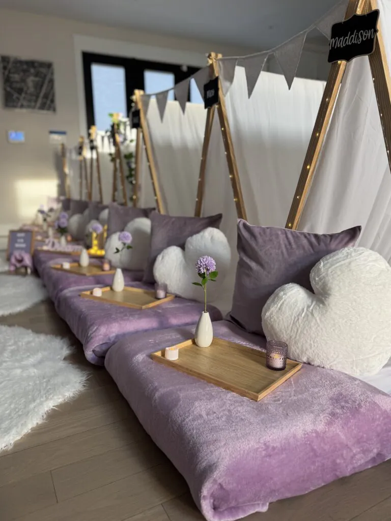 Teepee Slumber Party theme in purple