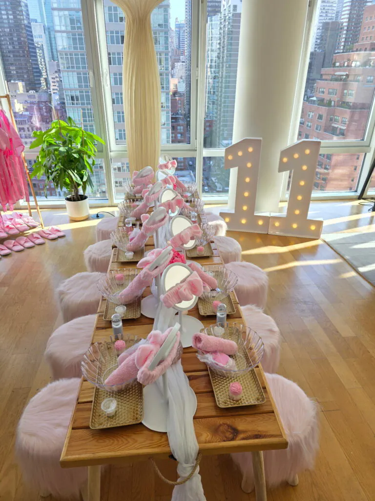 girsl spa party setup in new york city