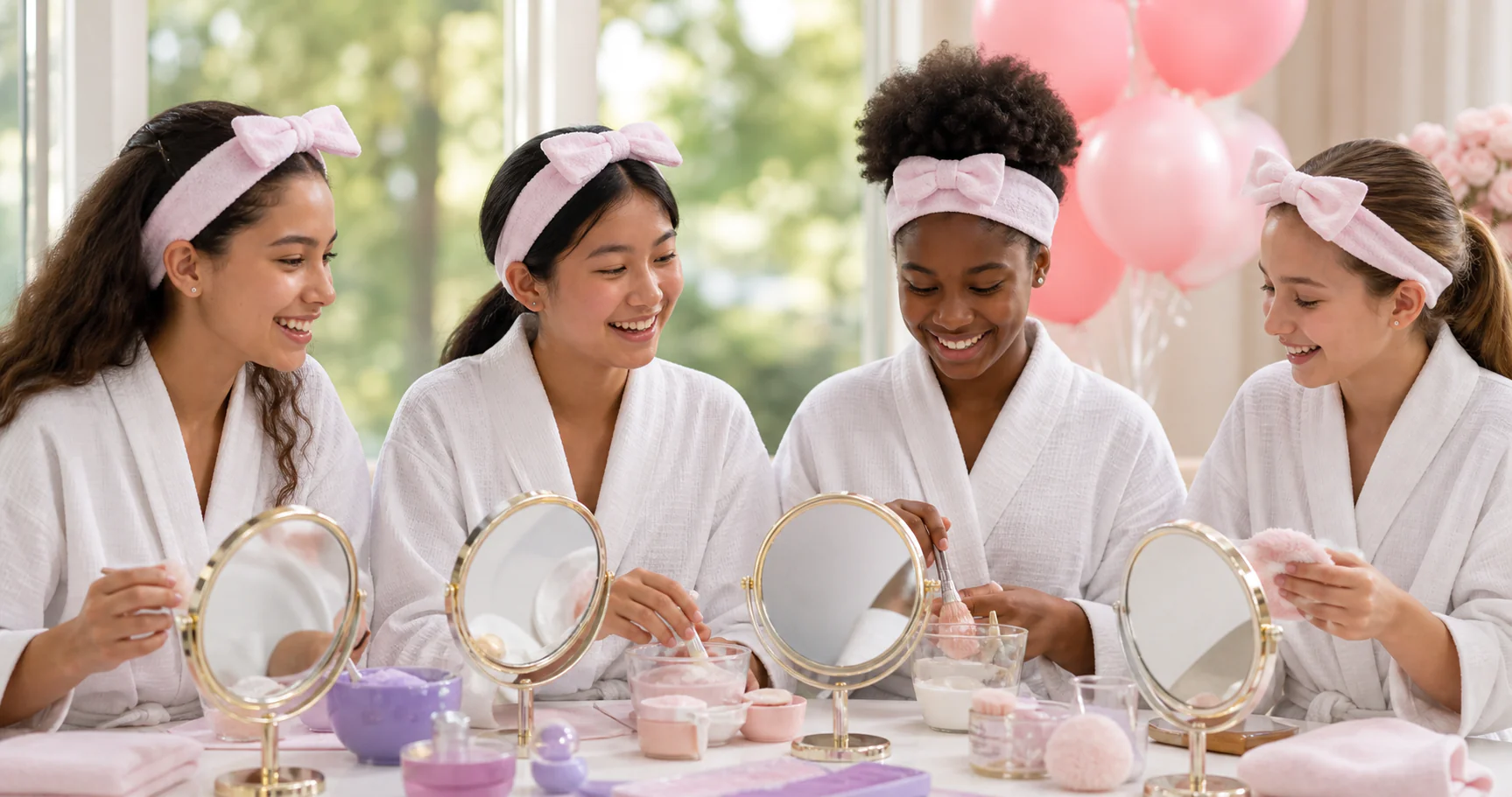 Friends enjoying an elevated teen spa party together