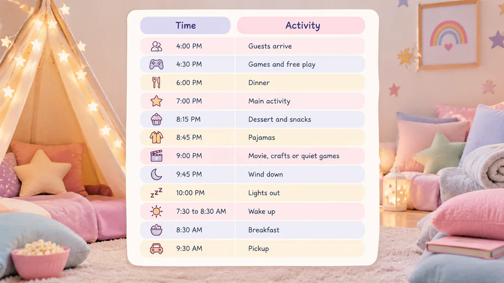 kids sleepover schedule